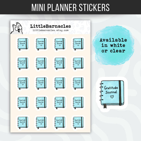 Gratitude Journal Planner Stickers • Mental Health & Mood Tracker • Self Care Reminder • Mini Glimmer Journal Stickers