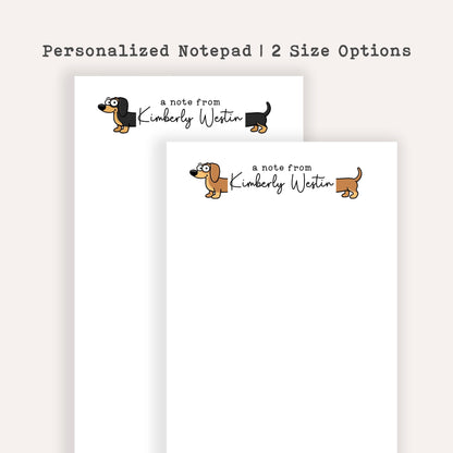 Personalized Dachshund Notepad • Custom Wiener Dog Notepad • Cute Dog Stationery • Dog Lover Gift