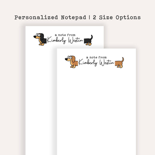 Personalized Dachshund Notepad • Custom Wiener Dog Notepad • Cute Dog Stationery • Dog Lover Gift