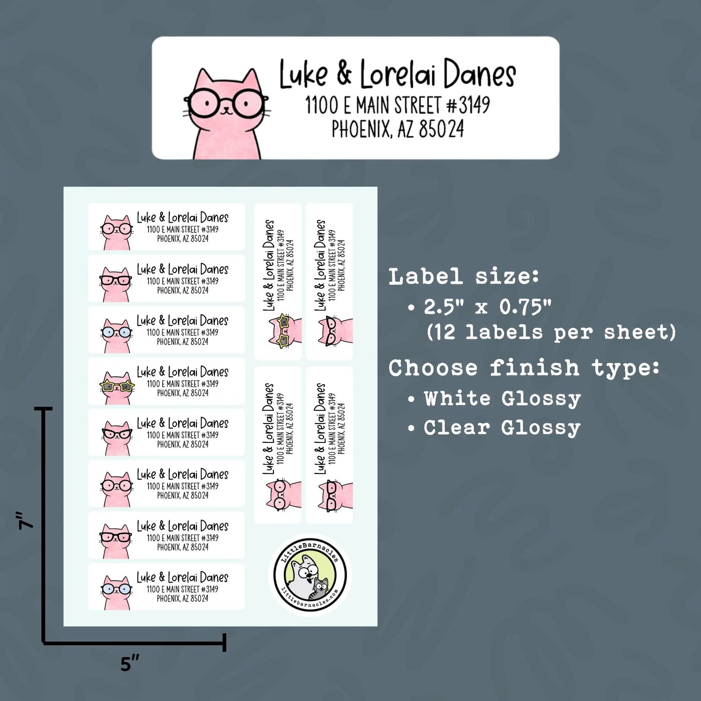 Custom Pink Cats Return Address Labels • Pink Mailing Stickers • Cute Cat Address Labels • Personalized Pet Return Label • Custom Name Label