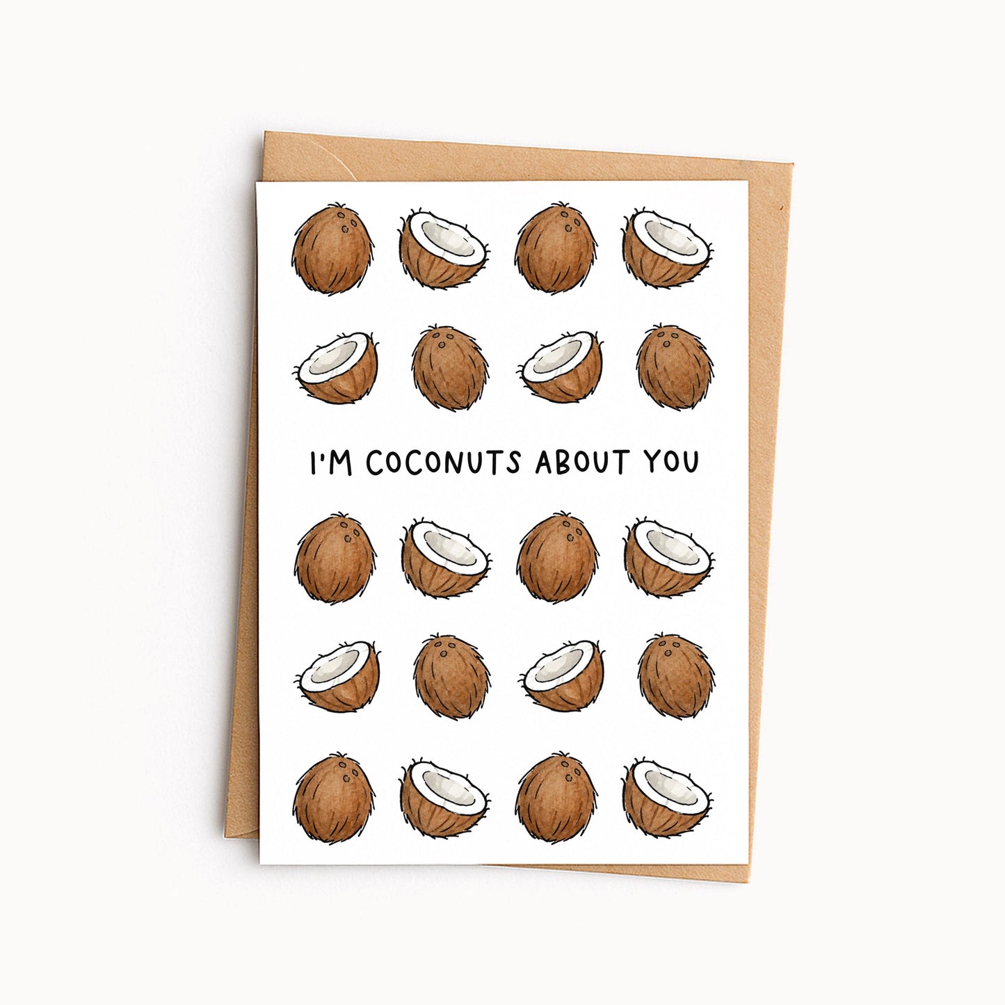 Funny Coconut Card • Coconuts About You Card • Flirty Anniversary or Valentine’s Card • Cute Coconut Crush Card
