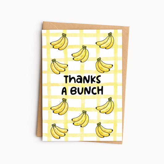 Funny Banana Card • Thanks A Bunch Card • Cute Banana Thank You Card • Gratitude Appreciation Card • Pun Greeting Card
