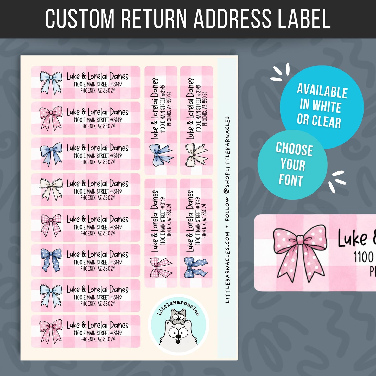 Coquette Bow Address Labels • Weatherproof Vinyl Stickers • Personalized Return Address • Cute Bow Mailing Labels • Custom Name Labels (Copy)