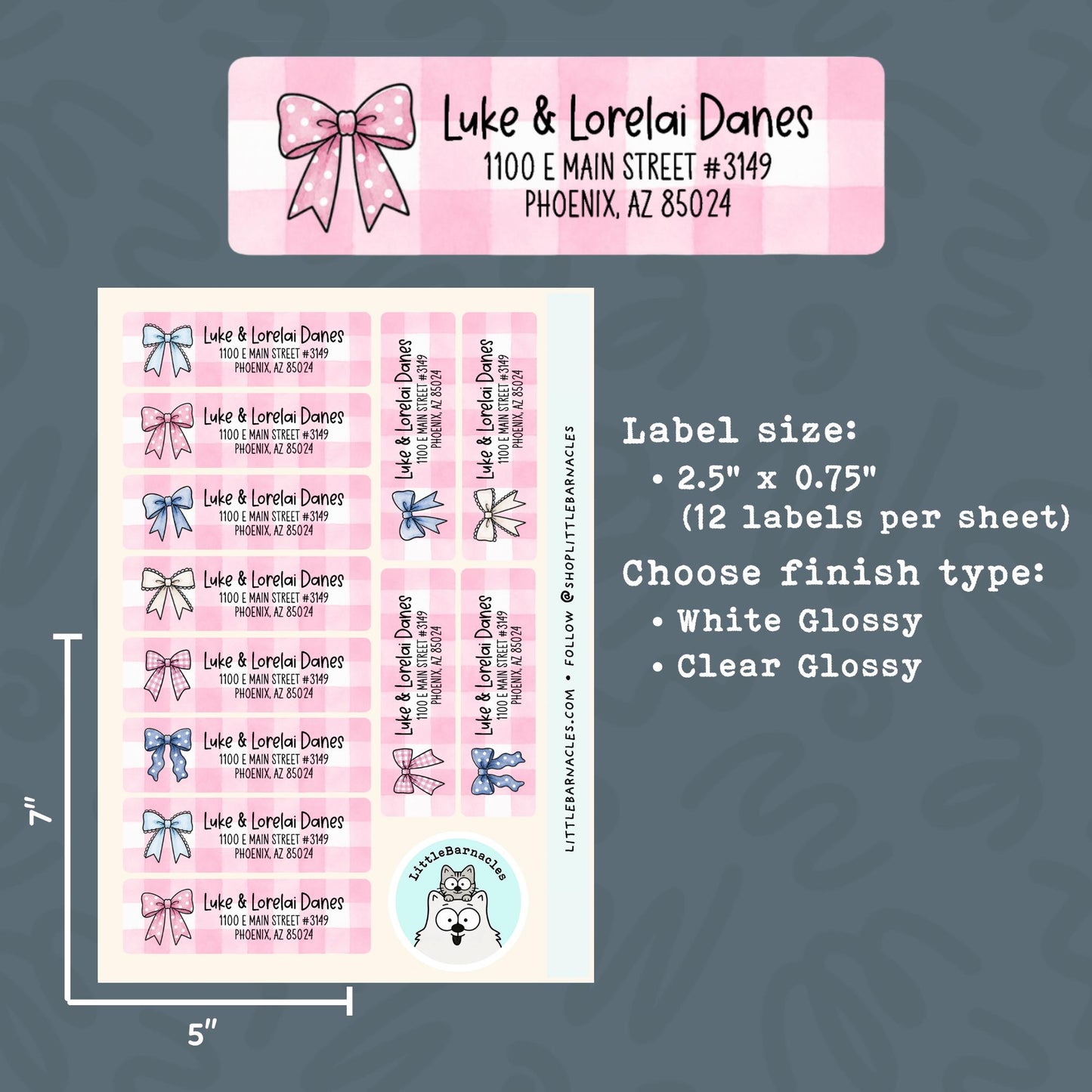 Coquette Bow Address Labels • Weatherproof Vinyl Stickers • Personalized Return Address • Cute Bow Mailing Labels • Custom Name Labels (Copy)