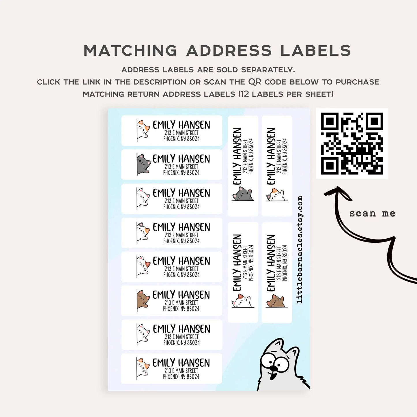 Personalized Cat Stationery Set • Custom Name Flat Notecards • Cute Cat Note Cards • Teacher Stationery Gift • Set of 12