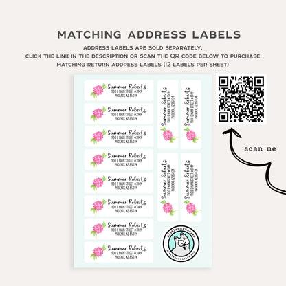 Personalized Pink Hydrangea Stationery Set • Custom Name Floral Notecards • Flower Thank You Cards • Custom Stationery Gift • Set of 12