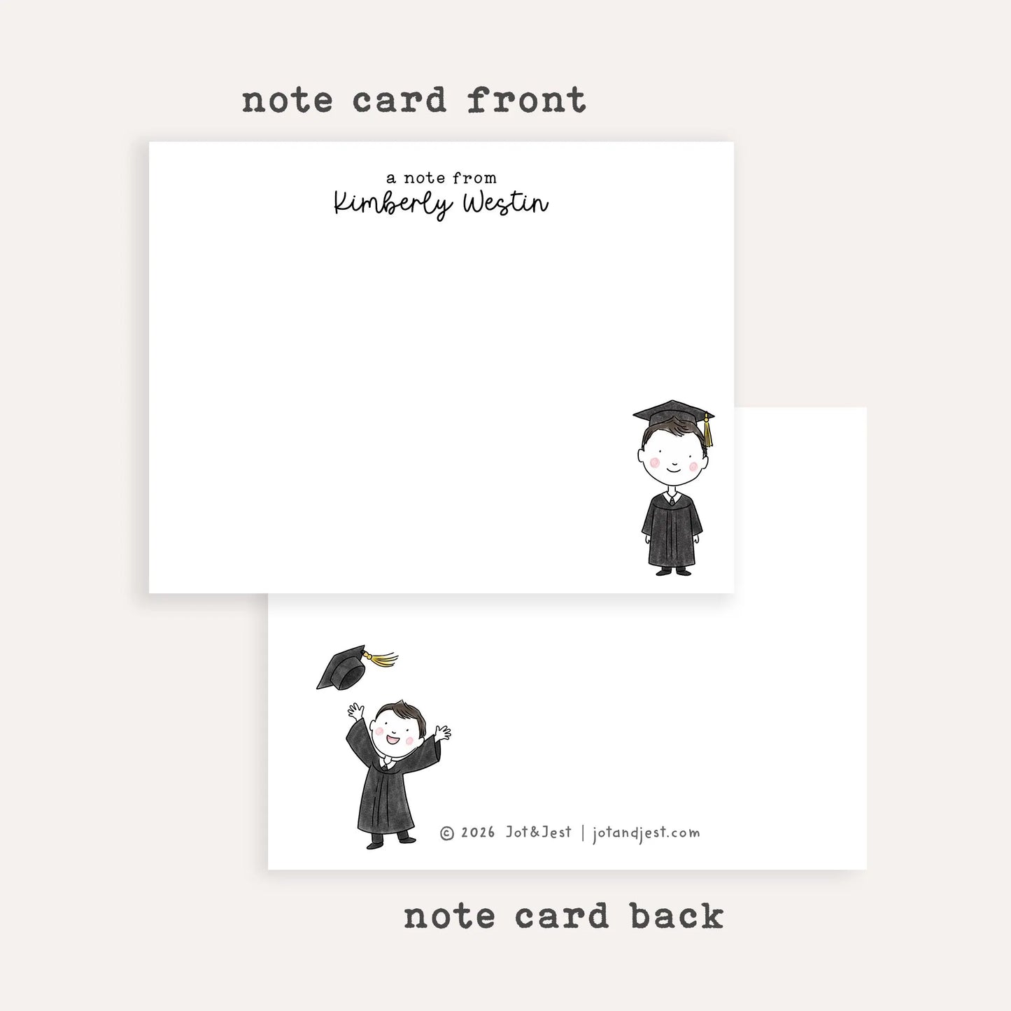 Personalized Graduation Stationery Set • Custom Name Flat Notecards • Graduate Thank You Cards • Monogram Gift • Boy or Girl • Set of 12