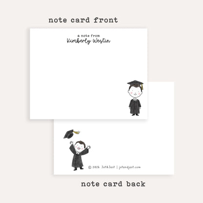 Personalized Graduation Stationery Set • Custom Name Flat Notecards • Graduate Thank You Cards • Monogram Gift • Boy or Girl • Set of 12