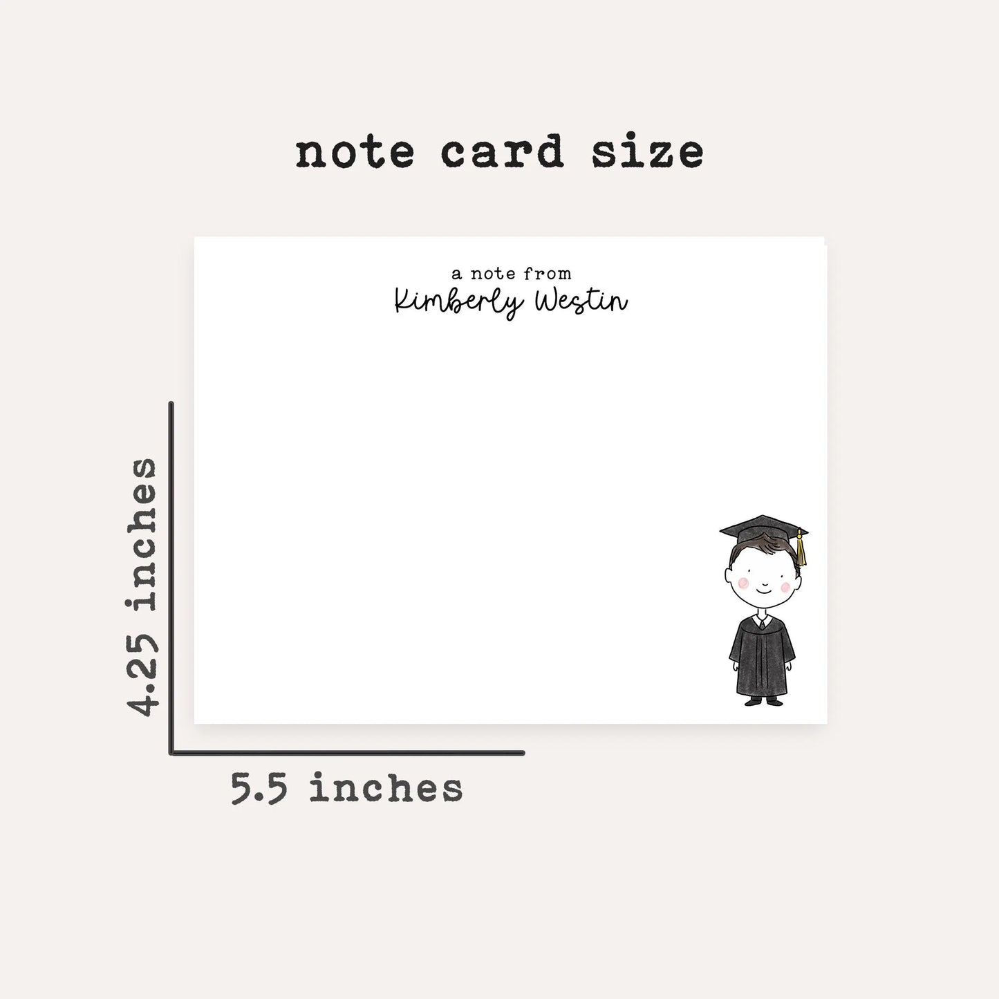 Personalized Graduation Stationery Set • Custom Name Flat Notecards • Graduate Thank You Cards • Monogram Gift • Boy or Girl • Set of 12