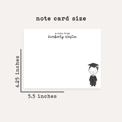 Personalized Graduation Stationery Set • Custom Name Flat Notecards • Graduate Thank You Cards • Monogram Gift • Boy or Girl • Set of 12