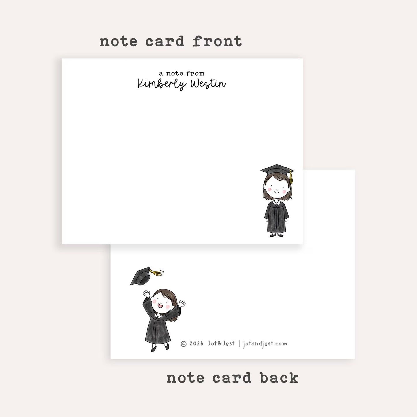 Personalized Graduation Stationery Set • Custom Name Flat Notecards • Graduate Thank You Cards • Monogram Gift • Boy or Girl • Set of 12