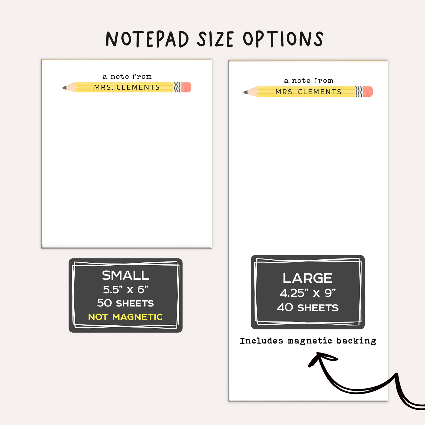 Personalized Teacher Notepad • Custom Pencil Notepad • Cute Teacher Stationery • Teacher Appreciation Gift
