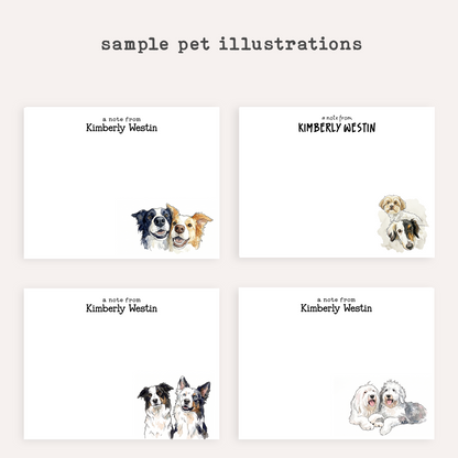 Custom Multiple Pet Portrait Stationery • Personalized Dog & Cat Notecards • Custom Watercolor Pet Stationery Gift • Set of 12
