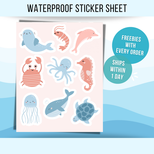 Mini Sea Life Sticker Sheet Cute Aquatic Small Sticker