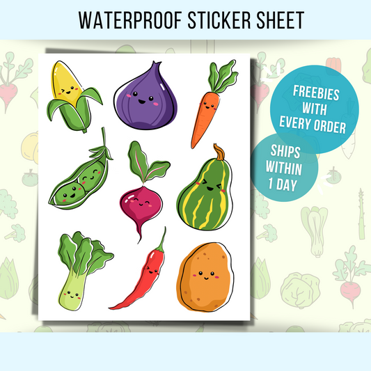 Cute Veggie Sticker Sheet