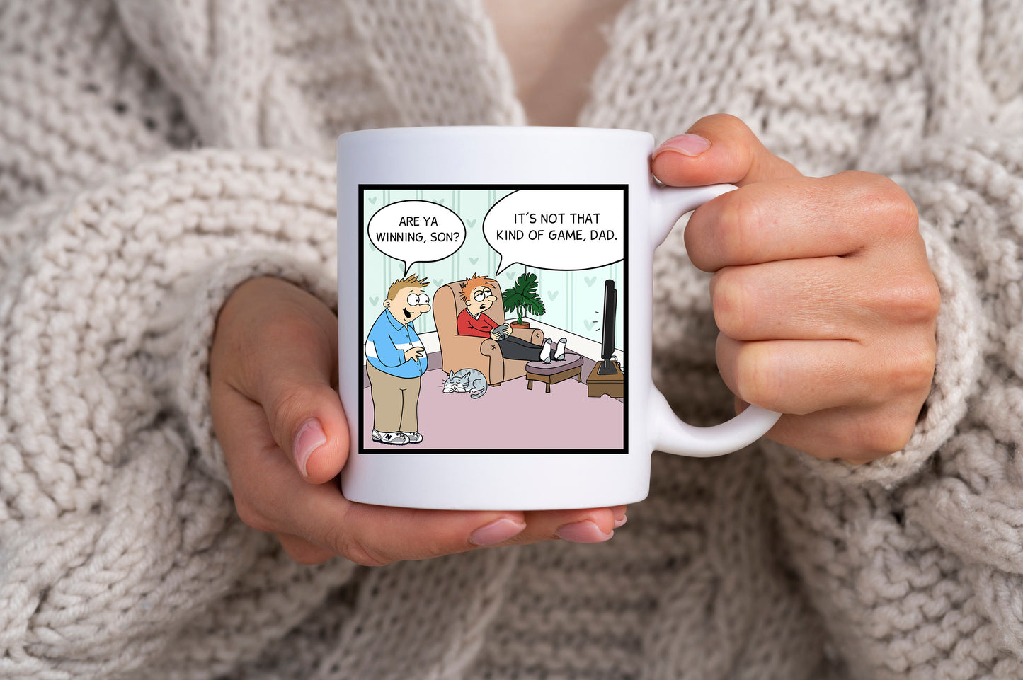 Video Gamer Mug Dad Joke Cartoon Video Gaming Coffee Cup