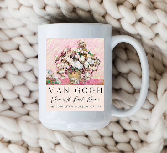 Van Gogh Vase Mug Pink Roses Coffee Mug