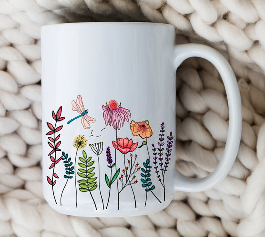 Wildflowers Mug Cute Coffee Cup Plants Lovers
