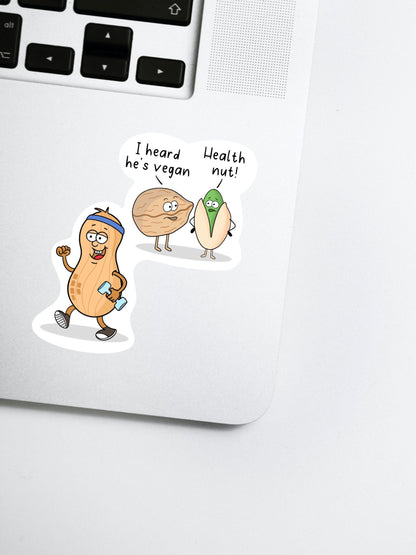 Peanut Sticker • Funny Food Vinyl Decal • Waterproof Vegan Fitness Sticker • Healthy Snack Humor • Cute Food Sticker