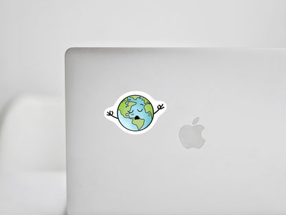 World Peace Sticker • Funny Earth Meditation Decal • Waterproof Vinyl Peace Sticker • Mindfulness Humor Gift • Yoga Meditation Gift