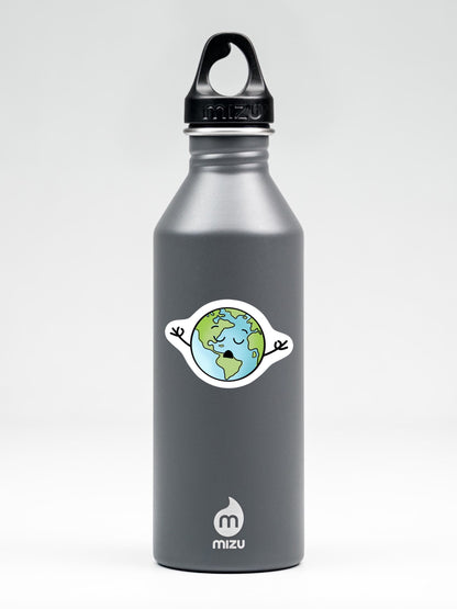 World Peace Sticker • Funny Earth Meditation Decal • Waterproof Vinyl Peace Sticker • Mindfulness Humor Gift • Yoga Meditation Gift