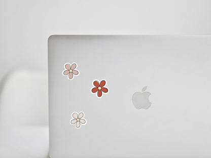 Mini Earth Tone Flower Sticker Sheet • Waterproof Vinyl Boho Floral Stickers • Cute Neutral Flower Decals • Planner Water Bottle Gift
