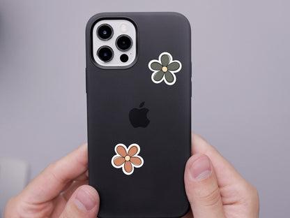 Mini Earth Tone Flower Sticker Sheet • Waterproof Vinyl Boho Floral Stickers • Cute Neutral Flower Decals • Planner Water Bottle Gift