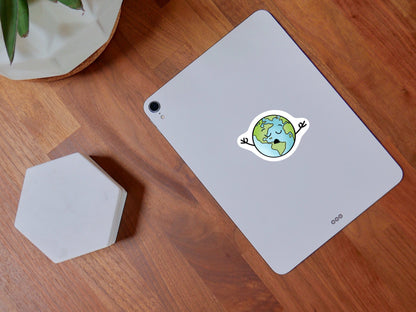 World Peace Sticker • Funny Earth Meditation Decal • Waterproof Vinyl Peace Sticker • Mindfulness Humor Gift • Yoga Meditation Gift