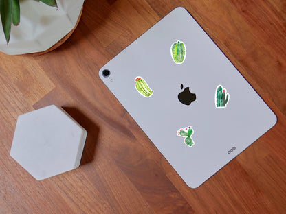 Mini Cactus Sticker Sheet • Waterproof Vinyl Cactus Stickers • Cute Succulent Decals • Small Plant Stickers • Planner Water Bottle