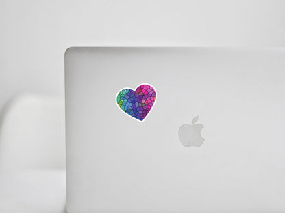 Mosaic Stained Glass Heart Sticker • Waterproof Vinyl Art Decal • Colorful Heart Sticker • Romantic Gift • Laptop Water Bottle