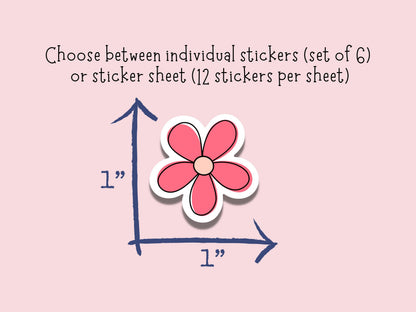 Mini Flower Sticker Sheet • Waterproof Vinyl Flower Stickers • Cute Tiny Floral Stickers • Small Botanical Decals