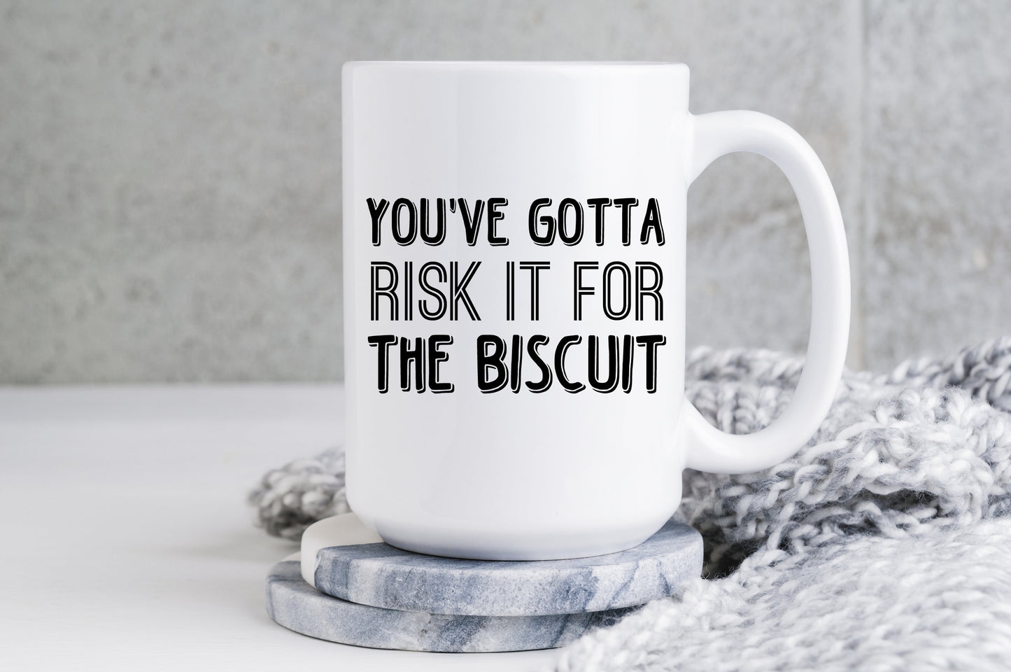 Risk It For The Biscuit Mug Business Motivational Coffee Cup