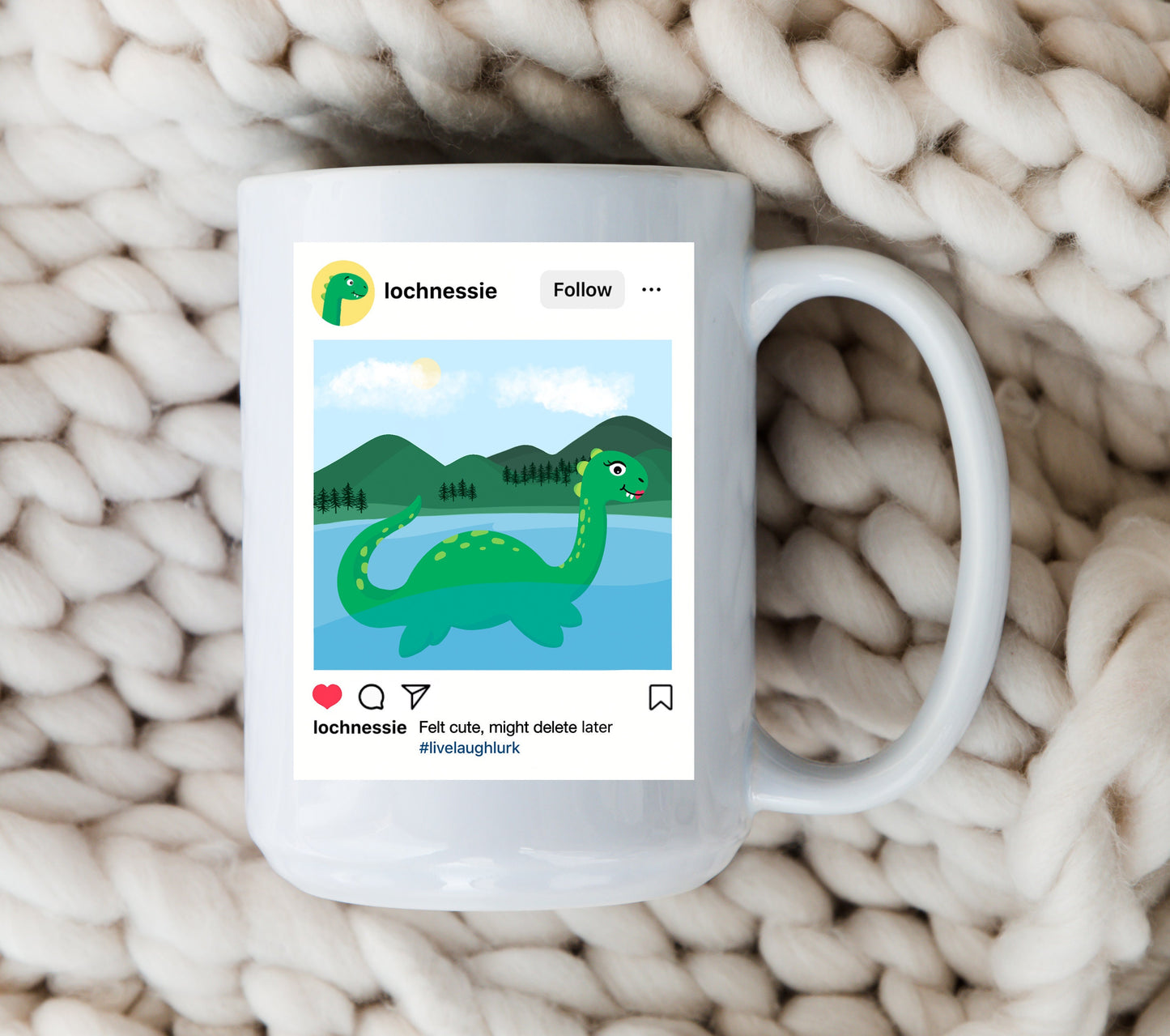 Nessie Instagram Post Mug Funny Loch Ness Monster Coffee Cup