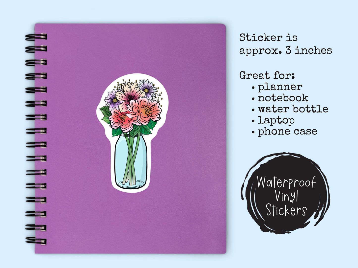Mason Jar Flower Sticker Cute Floral Sticker