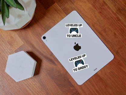 Gamer Dad Sticker • Leveled Up to Daddy Decal • Funny Gaming Dad Gift • Waterproof Vinyl Gamer Sticker • New Dad Gift