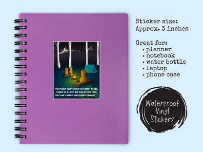 Funny Campfire Peanut Sticker • Waterproof Camping Vinyl Decal • Cute Outdoor Humor Sticker • Camper Gift • Laptop Water Bottle