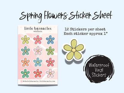 Mini Spring Flower Sticker Sheet • Waterproof Vinyl Planner Stickers • Cute Floral Decals • Small Botanical Stickers • Journal Calendar