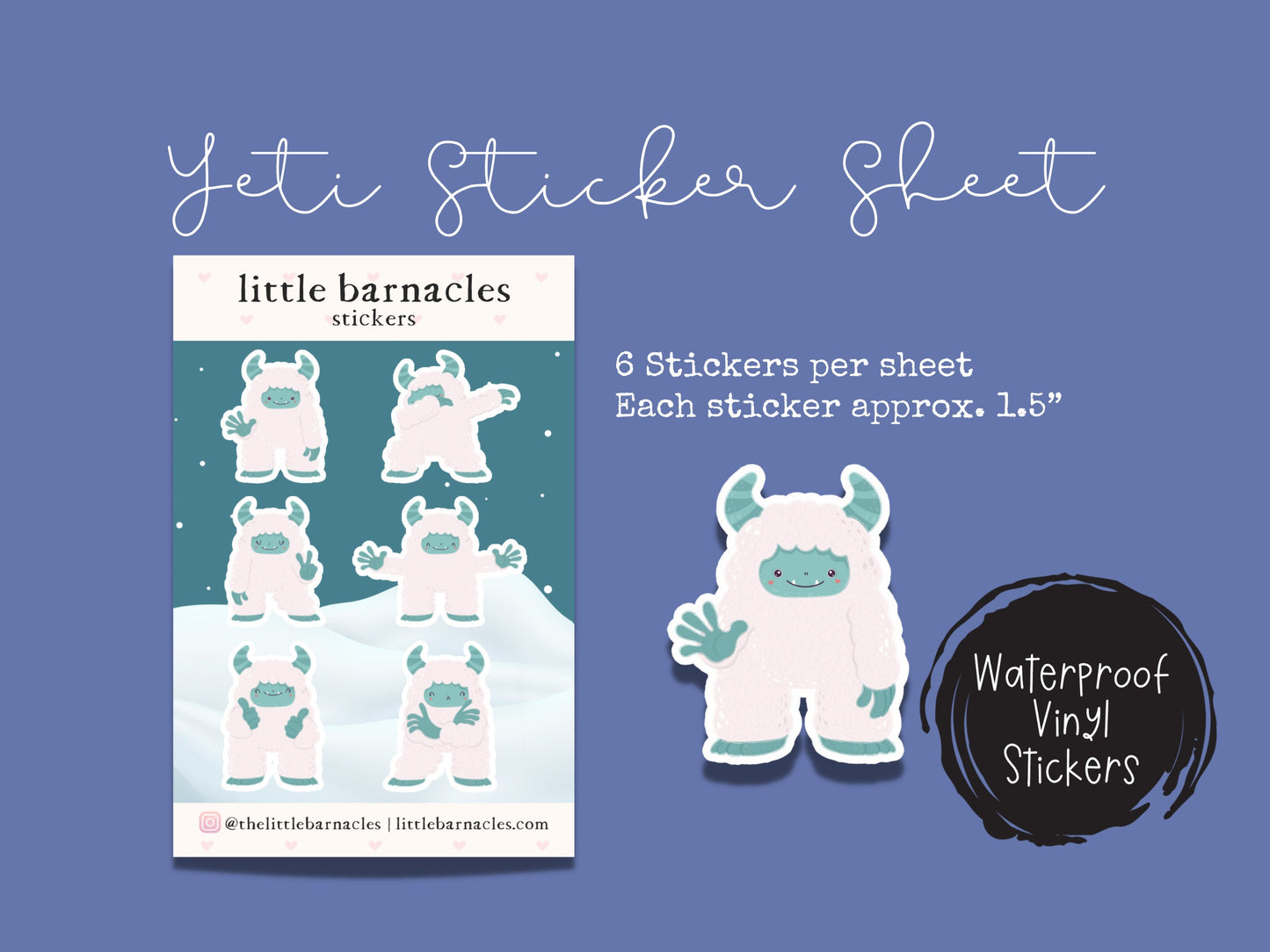 Mini Yeti Sticker Sheet Yeti Cartoon Small Sticker