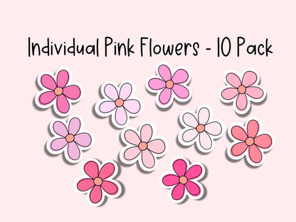 Mini Pink Flower Sticker Sheet • Waterproof Planner Stickers • Cute Floral Stickers • Small Botanical Decals • Journal Calendar Stickers