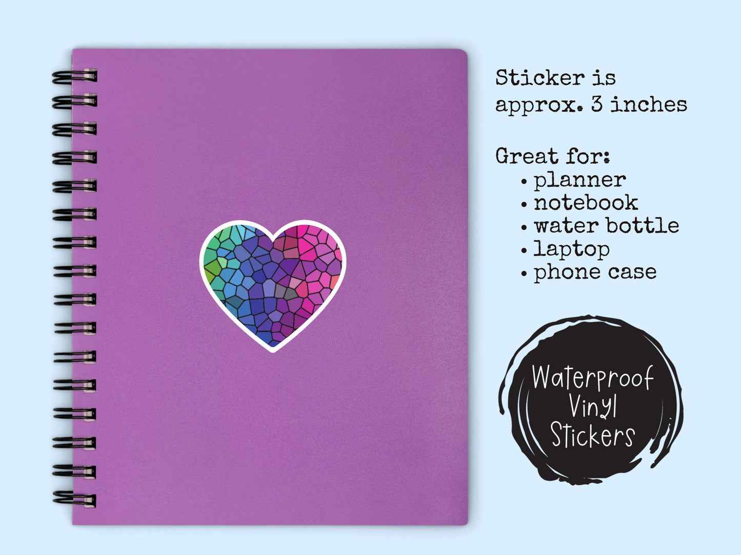 Stained Glass Heart Sticker Mosaic