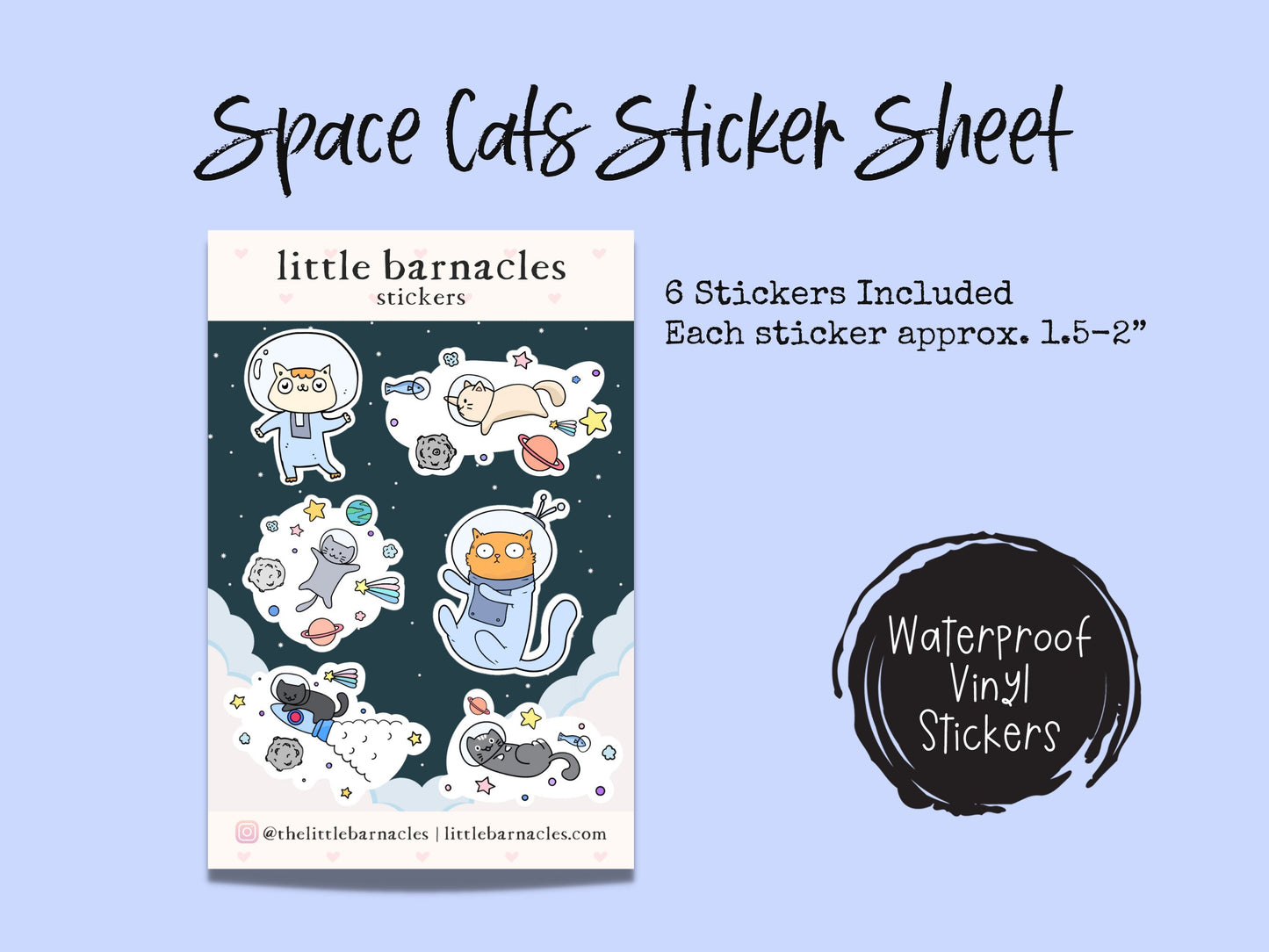 Mini Space Cat Sticker Sheet Kitten Astronaut Sticker