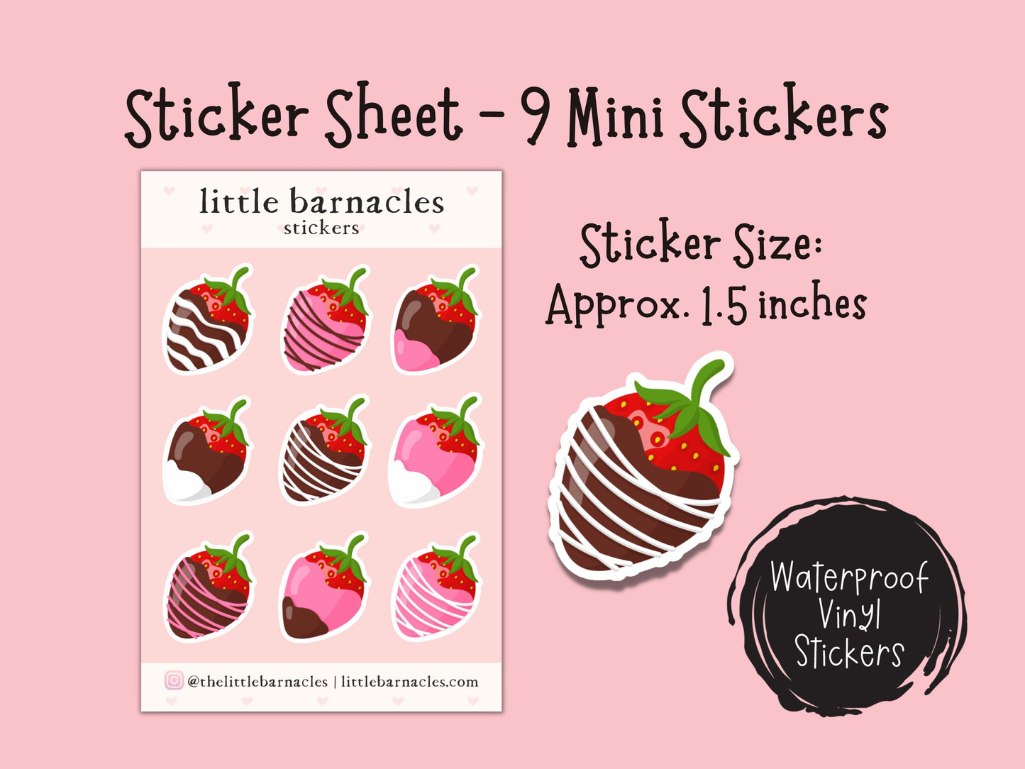 Mini Strawberry Sticker Sheet Chocolate Strawberry Fruit Sticker