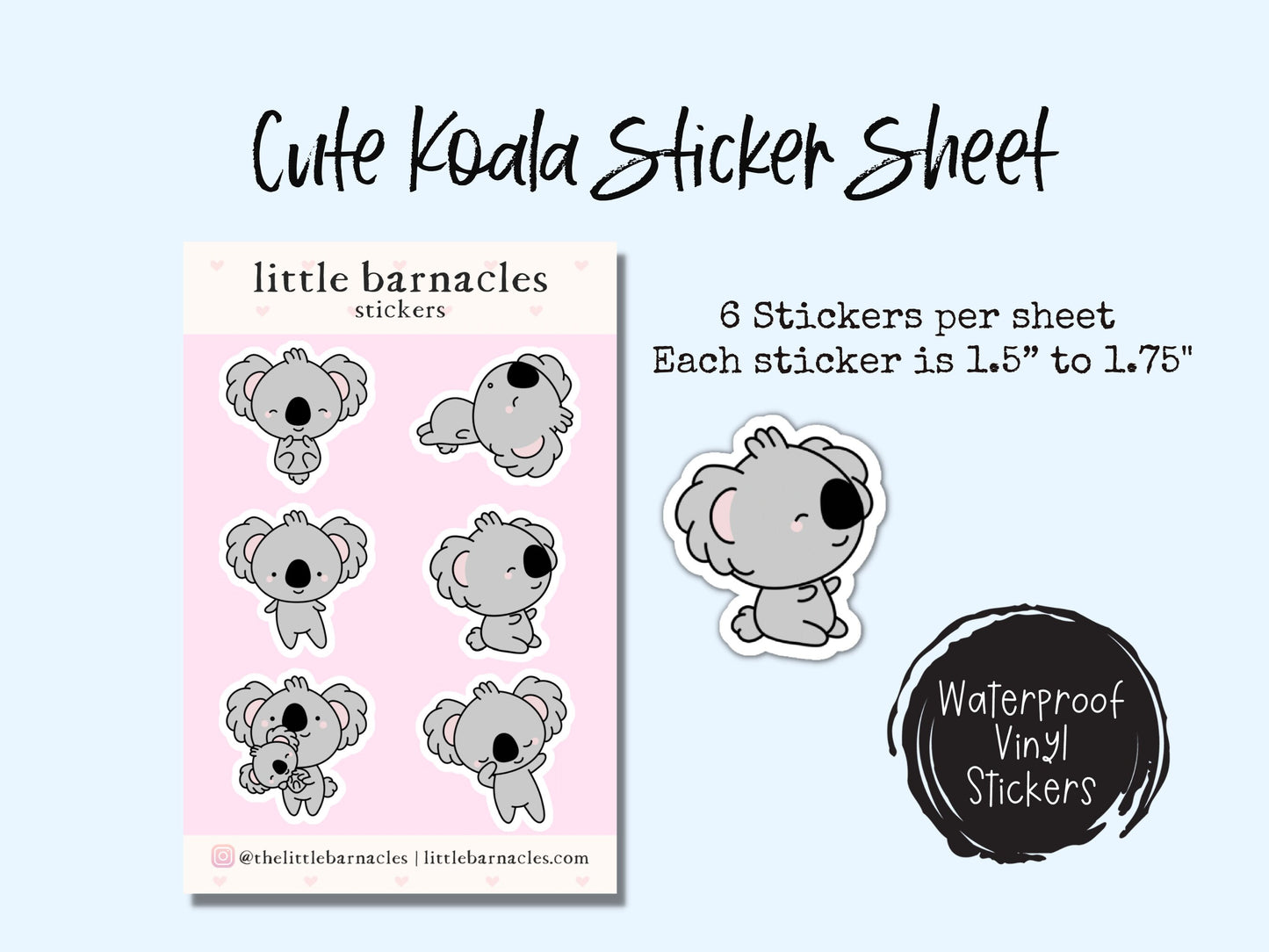 Mini Koala Sticker Sheet Cute Animal Small Sticker