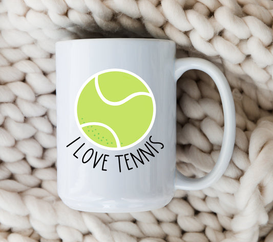 I Love Tennis Mug for Tennis Lover Tennis Coffee Cup