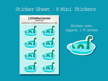 Loch Ness Monster Sticker Bundle • Waterproof Vinyl Cryptid Decals • Cute Nessie Stickers • Mythical Creature Gift • Laptop Water Bottle