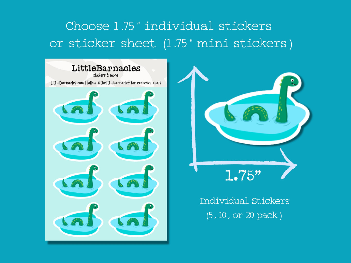 Mini Loch Ness Monster Sticker For Nessie Lover Loch Ness Waterproof Vinyl Cryptid Cute Tiny Planner Sticker