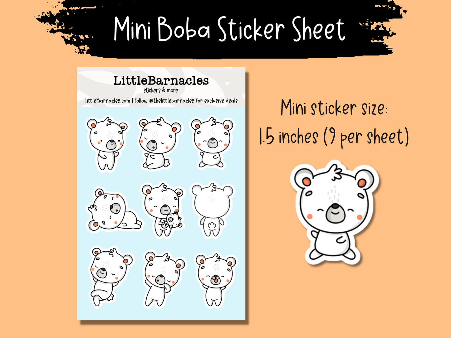 Mini Koala Bear Sticker Sheet Cute Teddy Bear Small Sticker