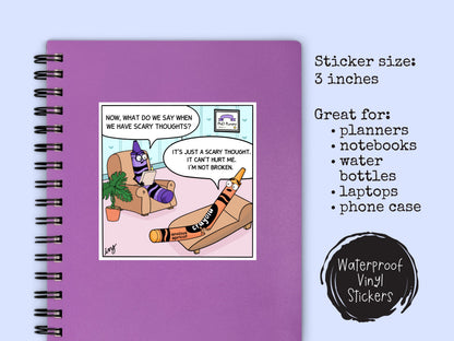 Crayon Therapist Sticker • Funny Mental Health Vinyl Decal • Therapy Humor Sticker • Self Care Gift • Waterproof Vinyl Sticker