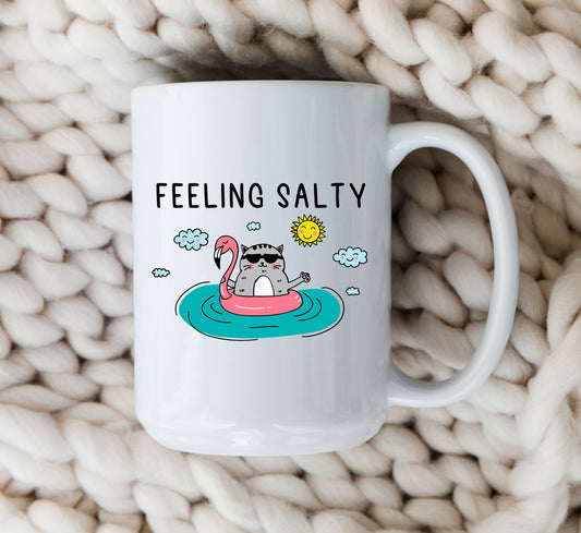 Feeling Salty Mug Cat Coffee Cup For Cat Lover