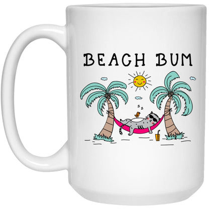 Beach Bum Cat Mug Funny Cat Coffee Cup
